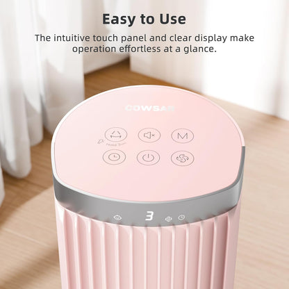 COWSAR Bladeless Tower Fan for Bedroom, Quiet Oscillating Floor Fan with Remote, 6 Speeds 4 Modes 24H Timer, 60° Oscillation Standing Fan for Home Office Indoor, 41-Inch Pink