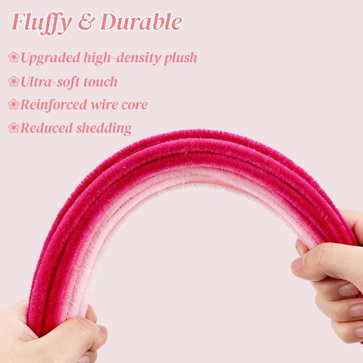 200 Pcs Pipe Cleaners, Peach Pink & Pastel Pink Chenille Stems for Crafts, Thick Fluffy Pipe Cleaners for DIY Flowers, Animals & Decorations, Art Supplies (12" x 0.24")
