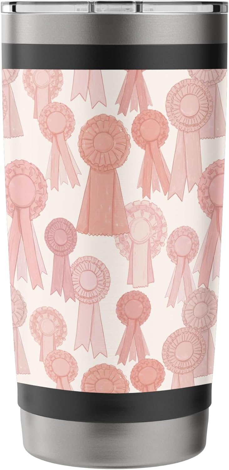 Coral Coquette Rosette Peach Bow Ribbon Pattern Stainless Steel Insulated Tumbler