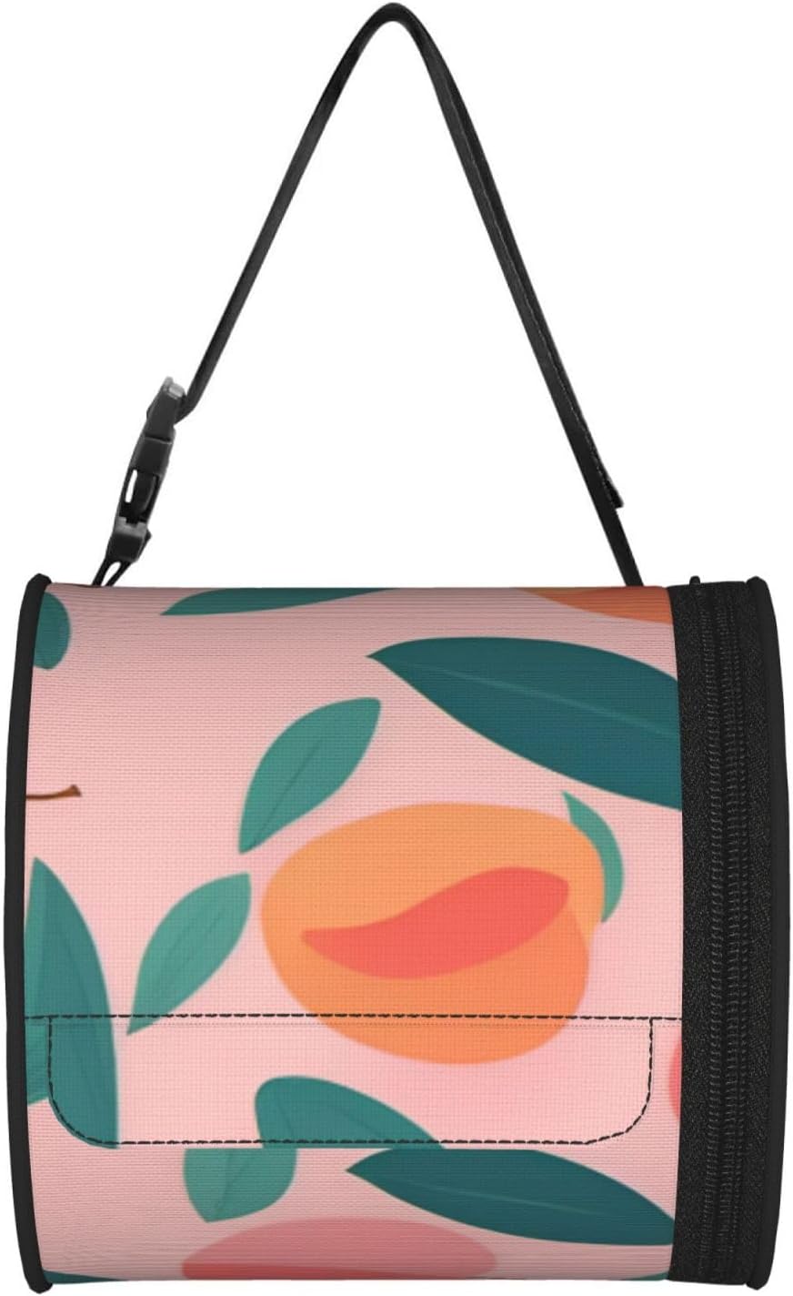 Pink Peach Pattern Seamless Pattern Print Tissue Box Cover Foldable Car Tissue Holder Cylinder Napkin Holder for Home Bathroom and Office
