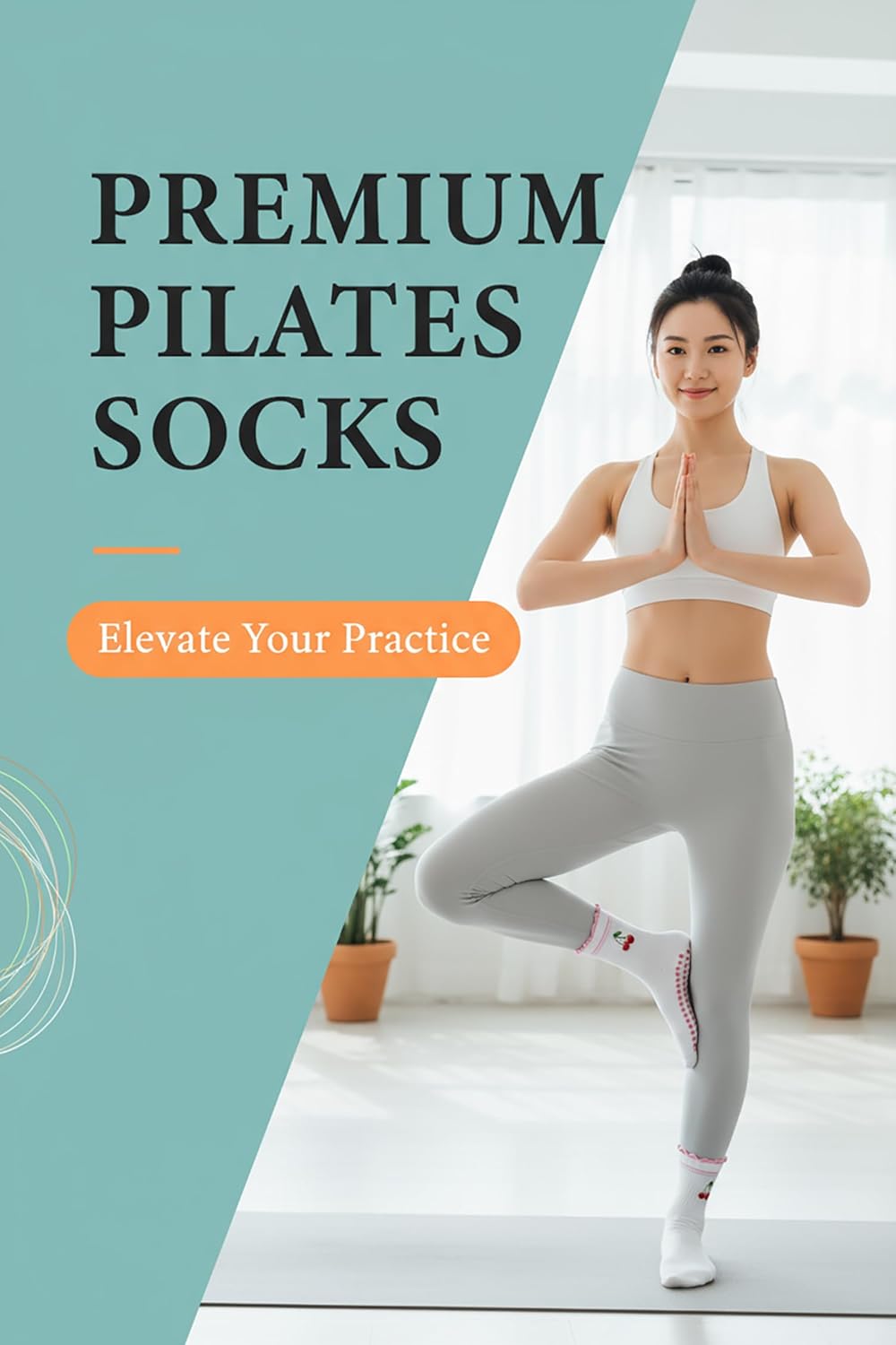 Pilates Socks with Non-Slip Grips Yoga Grippy Barre Workout Athletic Crew Anti-Slip Grip Socks for Women