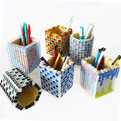 Mosaic Tiles 225 Pieces / 200 g Pack of Crystal Glass Mosaic Mosaic Tile Supplies for Home Decoration, DIY Crafts, Plates, Picture Frames, Flowerpots – 1x1 cm Square Tiles (Pink Green Gray)