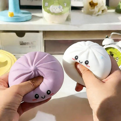 Dumpling Squishy, Mystery Dumplings Squishy, Sensory Squeeze Toy for Stress Relief, Soft Squeeze Decompression Dough for Adults Classroom Prizes & Party Favors (Pink)