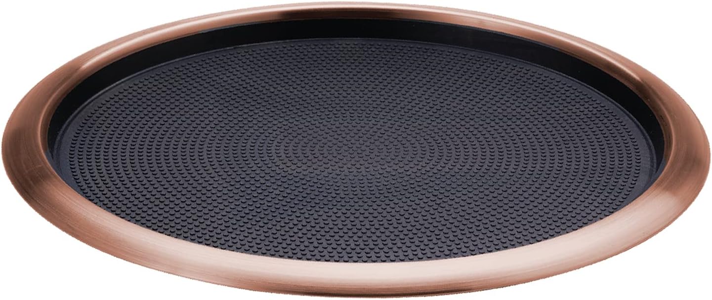 Service Ideas TR1614RIRG Tray with Removable Insert, 14" Round, Stainless Steel, Rose Gold