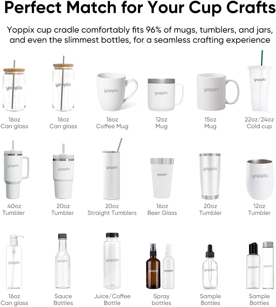 YOPPIX Silicone Cup Cradle, Cup Cradle for Tumblers for Apply UV DTF Decals/Apply Vinyl Decals/Sublimating Tumblers, Hanging Storage for DIY Your Craft