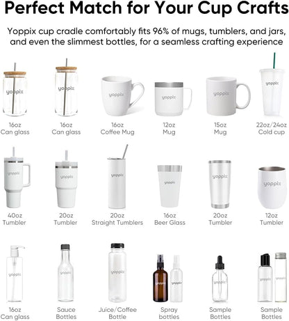 YOPPIX Silicone Cup Cradle, Cup Cradle for Tumblers for Apply UV DTF Decals/Apply Vinyl Decals/Sublimating Tumblers, Hanging Storage for DIY Your Craft
