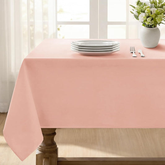 Softalker Rectangle Tablecloth, Waterproof Table Cloths Wrinkle Free Fabric Washable Polyester Table Cover for Dining Tables Party Outdoor Camping Parties Buffet - 60 x 84 inch, Pink