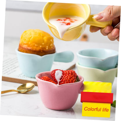 Ceramic Milk Pan Single Handle Pot Pink Cooking Pot Milk Spout Multifunctional Small