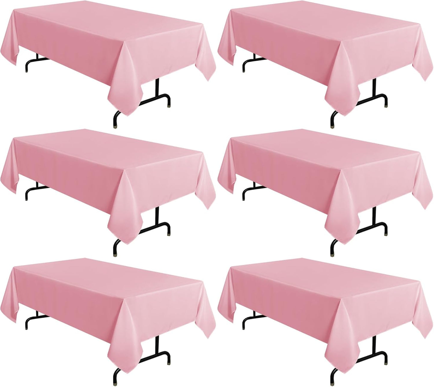 sancua 6 Pack Pink Tablecloth 60 x 102 Inch, Rectangle Table Cloth for 6 Feet Tables - Stain and Wrinkle Resistant Washable Polyester Table Cover for Dining Tables, Valentines Parties