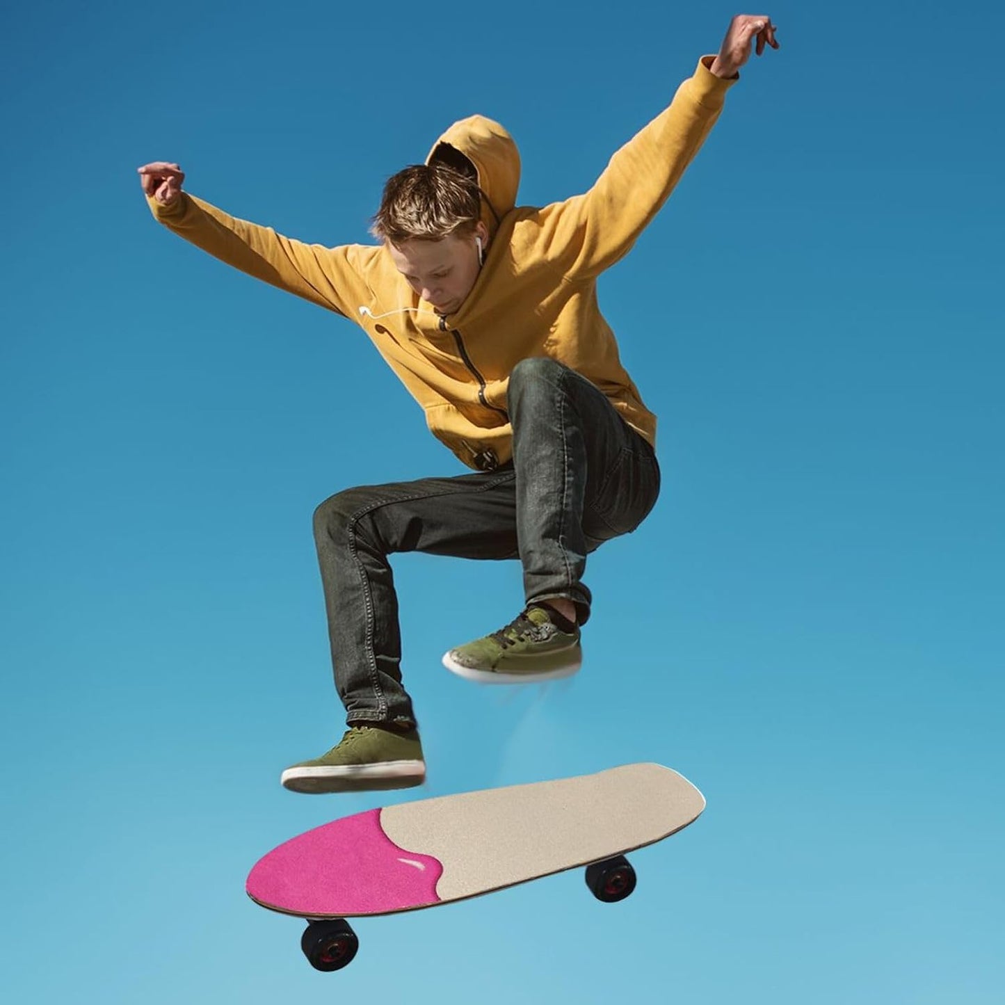 skateboard with grip tape anti slip fusion scooter grip tape Drip Style Pink Beige