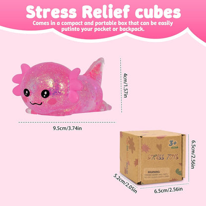 Axolotl Squishy Toy, Soft Slow Rising Sensory Fidget Toy, Cute Stretchy Axolotl Squeeze Toy, Stress Relief Desk Toy Gift for Kids 3+ and Adults(Pink)