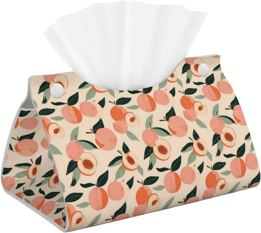 Peaches (3) Print Tissue Box Cover,Rectangular Pu Leather Tissue Holder for Bathroom Living Room Office