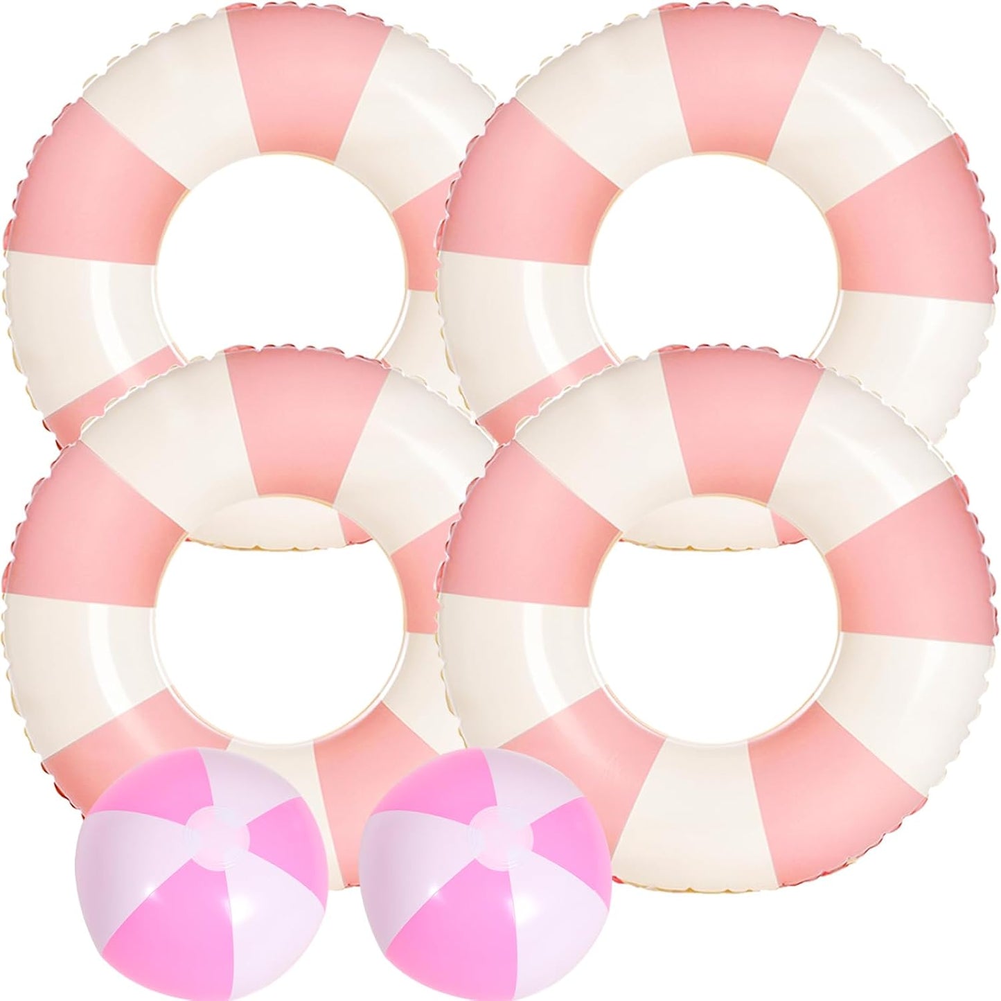 4 PCS Striped Inflatable Pool Floats for Swimming Pool Party Lake Beach Adults - Floaties Pool Tubes Swim Rings Tubes Floaties for Beach Pool Party Decorations