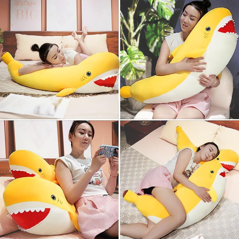 PEACH CAT Banana Shark Plush 21" Large Shark Stuffed Animal Soft Banana Plush Toys Gifts for Kids Yellow