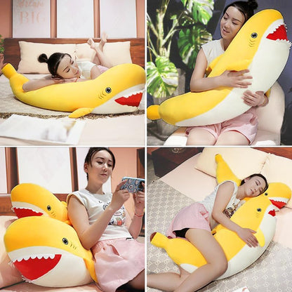 PEACH CAT Banana Shark Plush 21" Large Shark Stuffed Animal Soft Banana Plush Toys Gifts for Kids Yellow