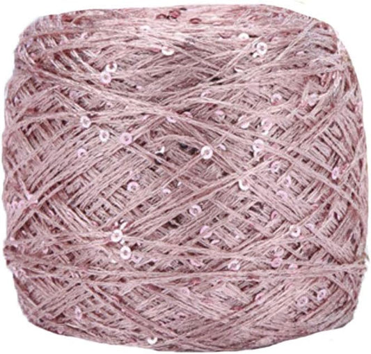 Clisil Dark Pink Sequin Yarn, Sparkle Sequin Thread, Fantasy Art Yarn, 100g