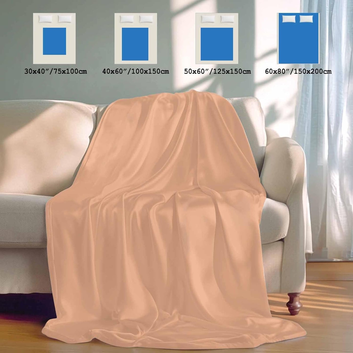 Cooling Throw Blanket 40"x60" for Teens, Peach Fuzz Lightweight Breathable Bed Blanket for Hot Sleepers, Modern Pure Peach Fuzz Soft Summer Cool Blankets for Travel, Sofa, Couch