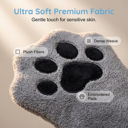 SENOY Paw Bathing Towel for Cats, Washable Reusable Coral Fleece Pet Drying Glove, Quick-Absorbent Cat Bathing Supplies with Hanging Loop, Soft Grooming Towel for Dogs & Cats (Pink-2pcs)