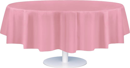 Grandipity Pink Plastic Table Cloth Disposable (6 Pk) 84in Round Tablecloth Premium Party Table Cloths Disposable - Perfect Table Cloth Round Cover for Any Table Up to 6 Feet