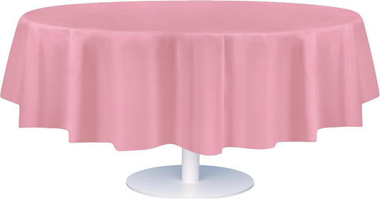 Grandipity Pink Plastic Table Cloth Disposable (6 Pk) 84in Round Tablecloth Premium Party Table Cloths Disposable - Perfect Table Cloth Round Cover for Any Table Up to 6 Feet