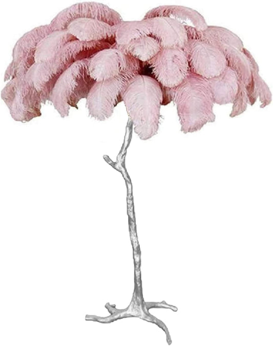 Ostrich Feather Floor Lamp, LED Light, Modern Luxury Design, Living Room Corner Decor,Decorative Night Light with Colorful Feathers Design,Pink,60x55cm/24x22in (Desk lamp)