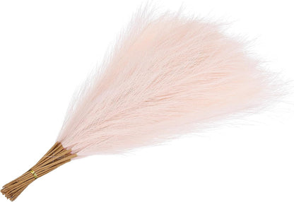PATIKIL 17.7in Pampas Grass Decor, 50pcs Artificial Pampas Grass Bulk Fluffy Faux Pampas Grass Small Dried for Home Boho Decor Vase Wedding Wall Ground, Pink