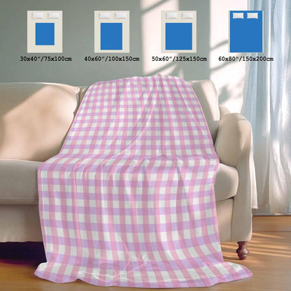 Pink White Gingham Cooling Blanket, Lightweight Breathable Summer Throw Blanket with Double Sided Cold Effect,Minimalism Buffalo Checkered Pattern Picnic Beach Blankets Bed Sheet for Sleepers 40"x60"
