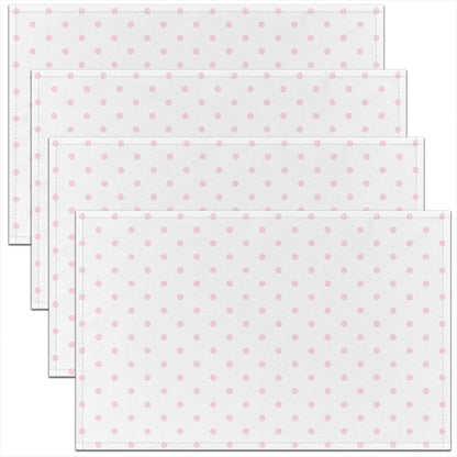 Manfei Polka Dots Placemats Set of 4,Modern Dots Pattern Place Mats,Romantic Princess Style Placemat for Kitchen Dining Table White Pink Table Mats Indoor Outdoor 18"x12"