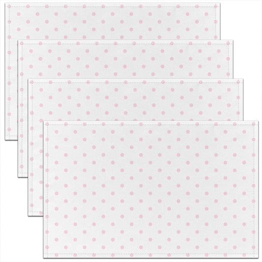 Manfei Polka Dots Placemats Set of 4,Modern Dots Pattern Place Mats,Romantic Princess Style Placemat for Kitchen Dining Table White Pink Table Mats Indoor Outdoor 18"x12"