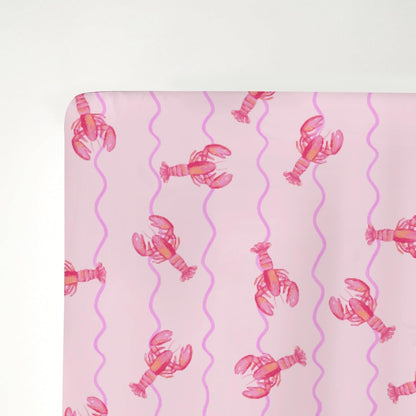 Pink Lobster Bows Stripe Baby Crib Sheets for Boy Girl 52x28Inch Lobsters Sea Ocean Stripes Soft Snug Fitted Crib Mattress Covers Coastal Summer Baby Sheet for Standard Crib & Toddler Bed Mattress