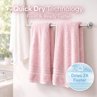 6 Pack Hair Towels 20”x38” – 100% Ring Spun Cotton Towels,Ultra Soft, Quick Dry & Highly Absorbent – Lightweight Towels for Bathroom, Hand, Gym, Salon & Home – Oeko-Tex Certified (Pink)