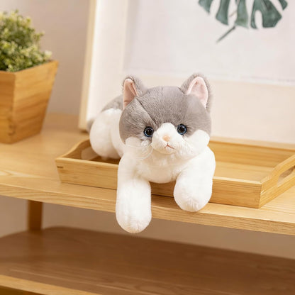 PEACH CAT Cat Plush Cute Kitten Stuffed Animal Soft Plushies Toy Pillow Gifts for Kids Grey 17.7"