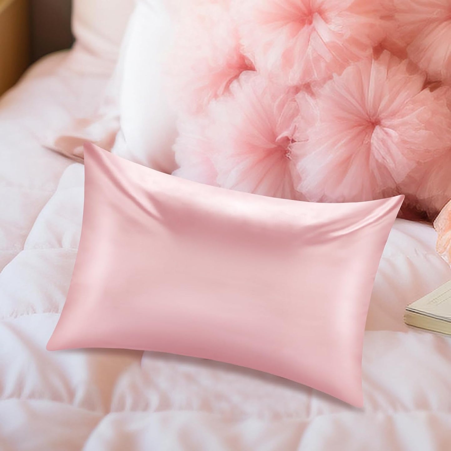 Satin Pillowcase for Hair and Skin,Brezoo Pillow Cases Softer Than Silk Pillowcase for Hair & Skin,Cooling,Beauty Sleep,Silk Satin Pillow Cases with Hidden Zipper Queen (Coral Pink,2 Pack)