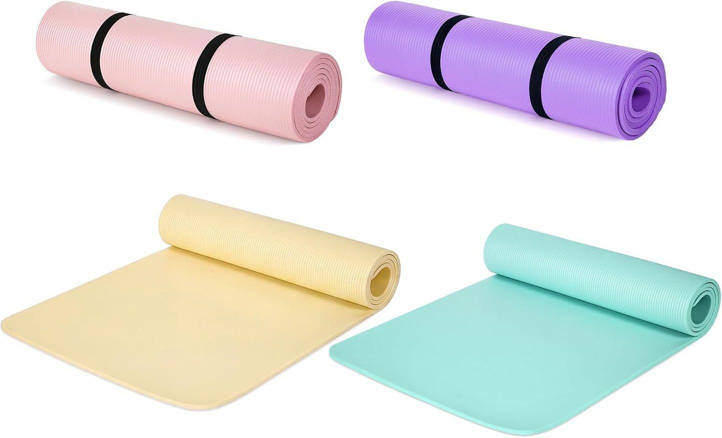 Woanger Yoga Mats (72x24) 3/8 Inch Thick Exercise Yoga Mat for Home Workout with Strap Non Slip Pilates Gym Supplies for Women Men