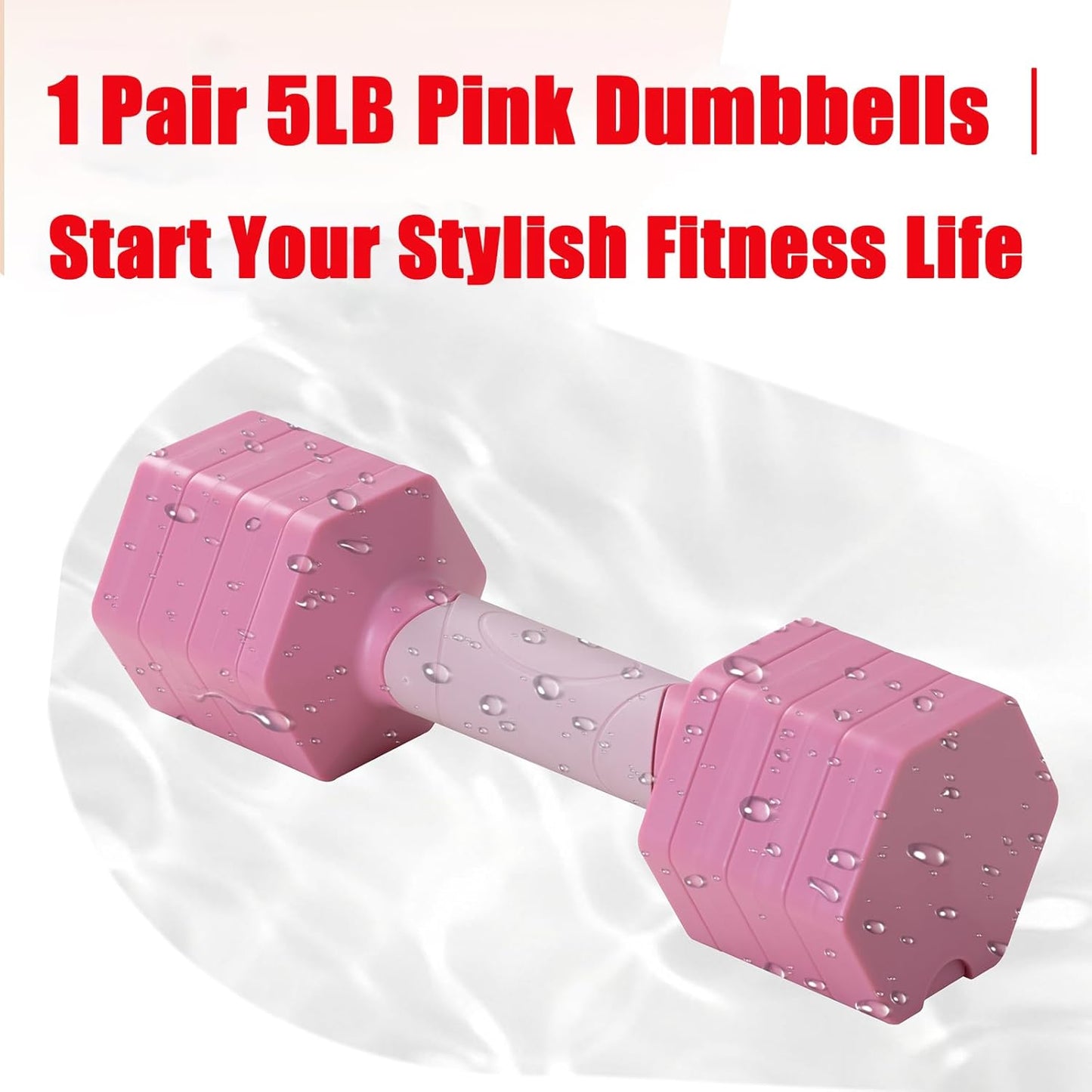 Shaking Weight Adjustable Dumbbell Set 22-66 lbs, 5LB Pink & 25LB Black for Men & Women, Home Gym Equipment, Full Body Workout, Arm Training, Non-slip Noiseless Dumbbells