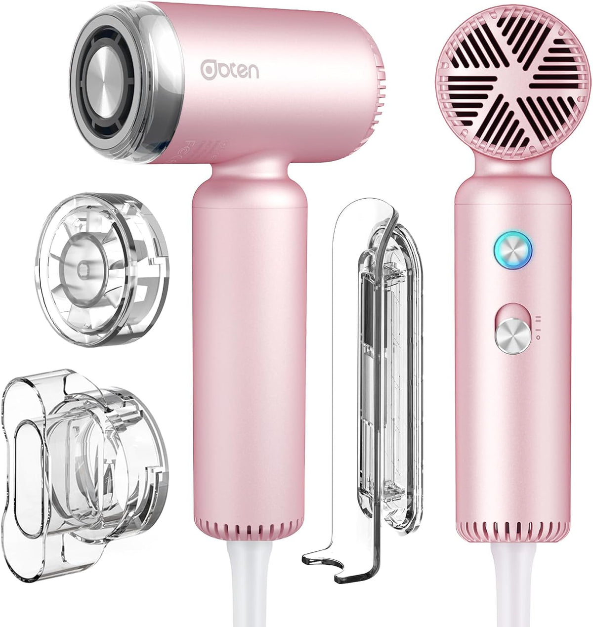 Mini Hair Dryer, High-Speed Blow Dryer with 110,000RPM Brushless Motor, Magnetic Diffuser, Negative Ionic Technology for Fast Drying, Compact & Lightweight for Home & Travel (Pink)