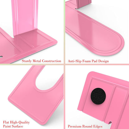 Optomni Bookends, Book End Supports Heavy Duty Metal Bookend Support, Book Ends Supports for Shelves Decor Home Office School (2 Pairs/4 Pieces, Pink)