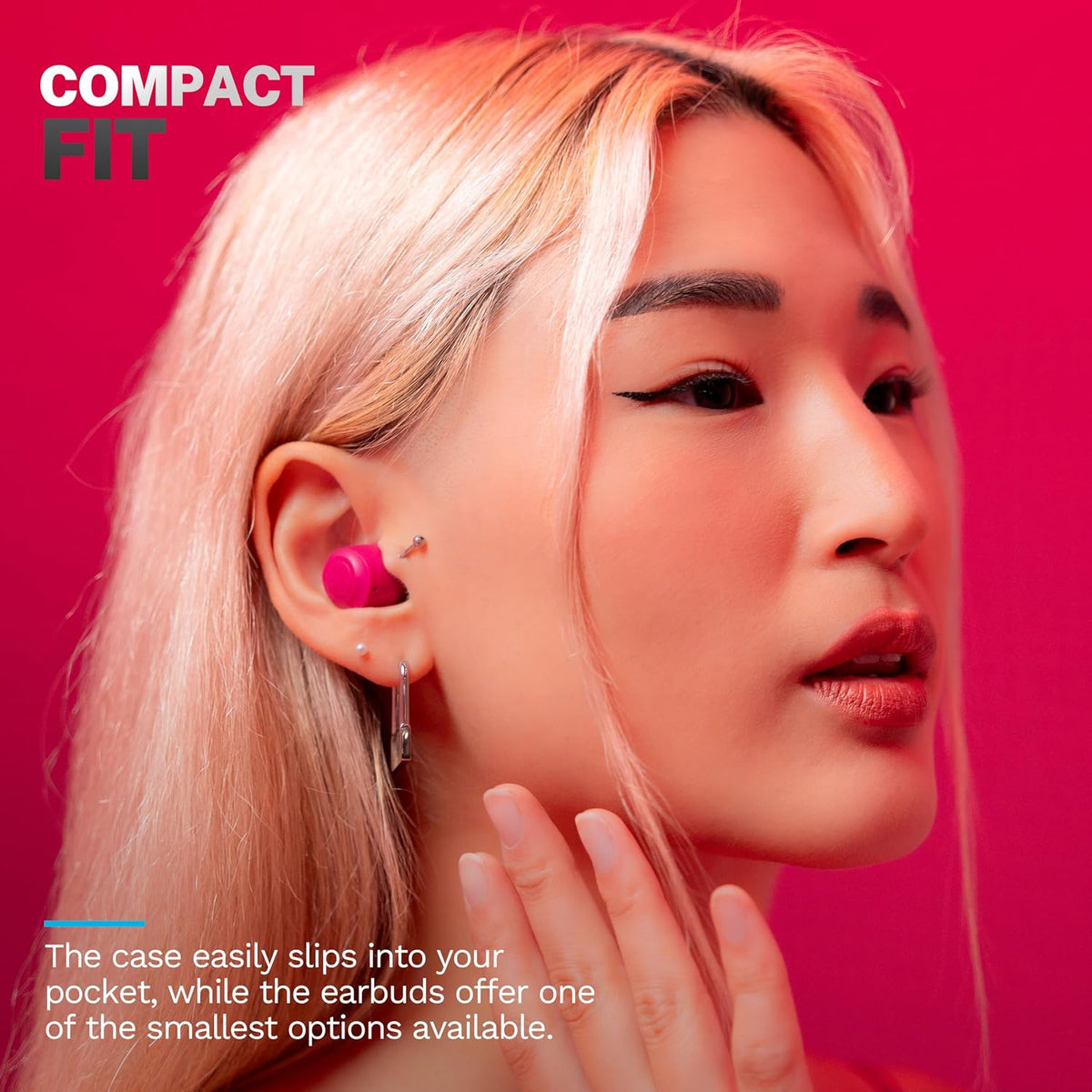 Go Air Pop+, True Wireless Earbuds, Bluetooth Earbuds with Microphone, Dual Connect, EQ3 Sound, Dark Pink