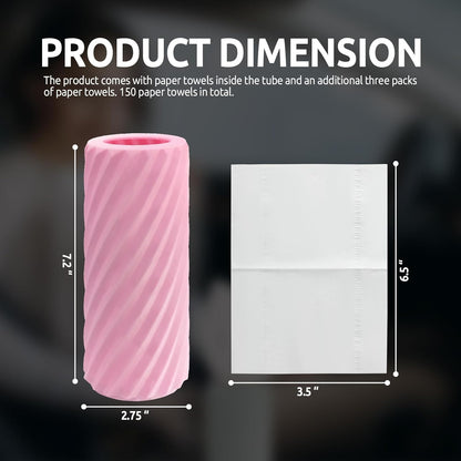 Car Cup Holder Tissue with 3 Pack Facial Tissues, Car Tissues Cylinder, Refillable Round Travel Tissue Tube for Vehicle, Office, Home Use (Pink)