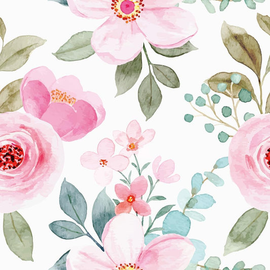 MuralPeel Pink Rose Florals Green Leaf Plant Peel and Stick Wallpaper Self Adhesive Removable Easy Peel Off Stick on Wall Paper for Bedroom Cabinet Renter