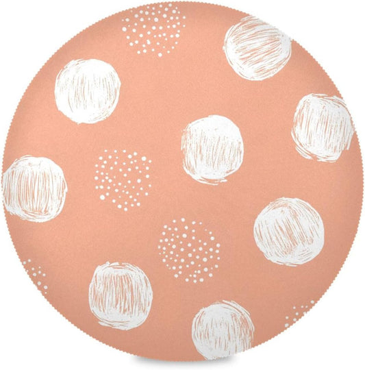 Placemats Set of 4 Peach Dot Design Round Table Mats for Kitchen and Dining Washable Place Mats Heat Resistant Table Decoration 15.4 inch