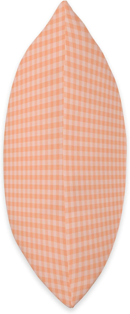 Cute Pastel Coral Peach Plaid Gingham Checkered Pattern Throw Pillow