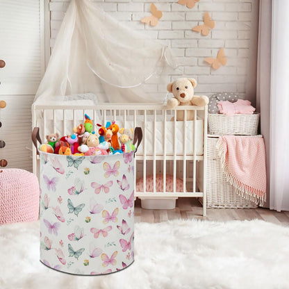 19.7" Butterfly Laundry Basket,Kids Dirty Clothes Hamper,Waterproof Toys Storage Bin,Room Decor,Gift Baskets,Baby Nursery Hamper(Pink Butterfly)
