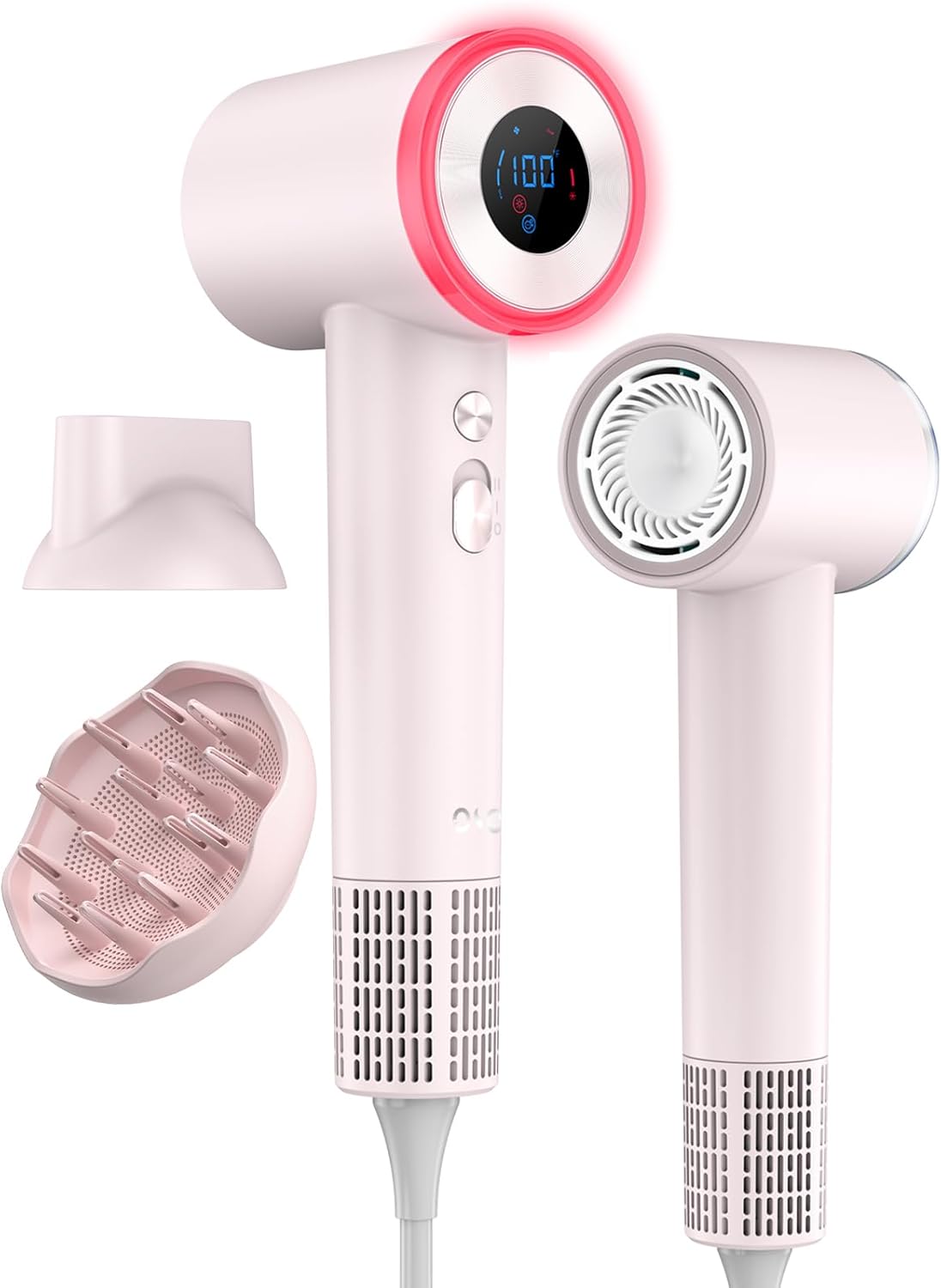 OSOU Diffuser Hair Dryer, High Speed Fast Drying Hair Dryers, Negative Ionic Professional Blow Dryer with 110000 RPM Brushless Motor, Lightweight Low Noise Thermo-Control Hairdryer, Travel with Nozzle