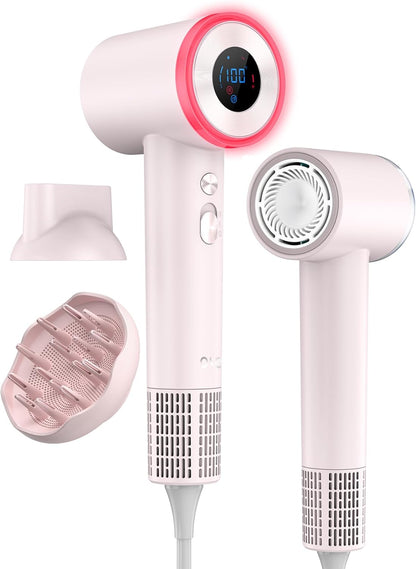 OSOU Diffuser Hair Dryer, High Speed Fast Drying Hair Dryers, Negative Ionic Professional Blow Dryer with 110000 RPM Brushless Motor, Lightweight Low Noise Thermo-Control Hairdryer, Travel with Nozzle