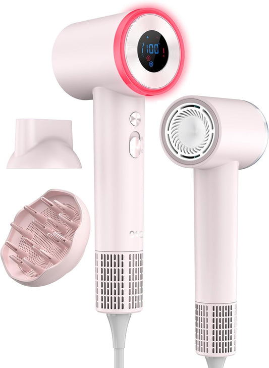 OSOU Diffuser Hair Dryer, High Speed Fast Drying Hair Dryers, Negative Ionic Professional Blow Dryer with 110000 RPM Brushless Motor, Lightweight Low Noise Thermo-Control Hairdryer, Travel with Nozzle