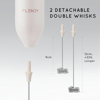 Flendy Rechargeable Milk Frother Handheld, Coffee Frother Handheld with USB-C Charging Stand, Electric Drink Mixer Handheld, Mini Electric Whisk Frother for Coffee, Matcha, etc