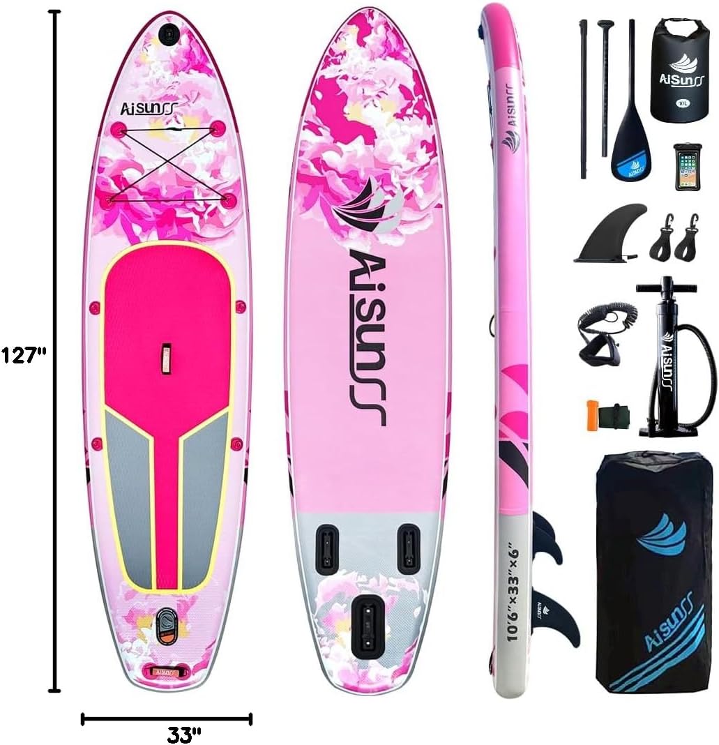 Inflatable Paddle Board for Adult, Paddle Board for All Skill Levels, Wide SUP Board with Primium Accessories Include SUP Carry Bag, Hand Pump, 10L Waterproof Bag