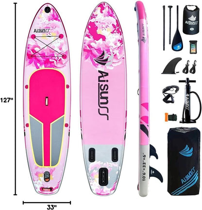 Inflatable Paddle Board for Adult, Paddle Board for All Skill Levels, Wide SUP Board with Primium Accessories Include SUP Carry Bag, Hand Pump, 10L Waterproof Bag