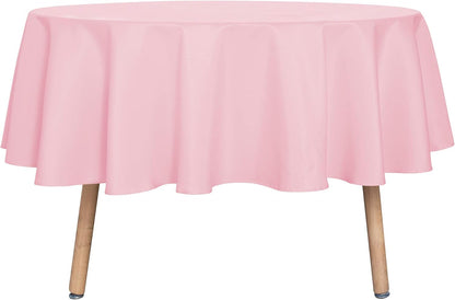 sancua 60 Inch Round Tablecloth (Fits 20-48 Inch Tables), Water Resistant Spill Proof Washable Polyester Table Cloth Decorative Fabric Table Cover for Dining, Buffet Parties and Camping, Pink
